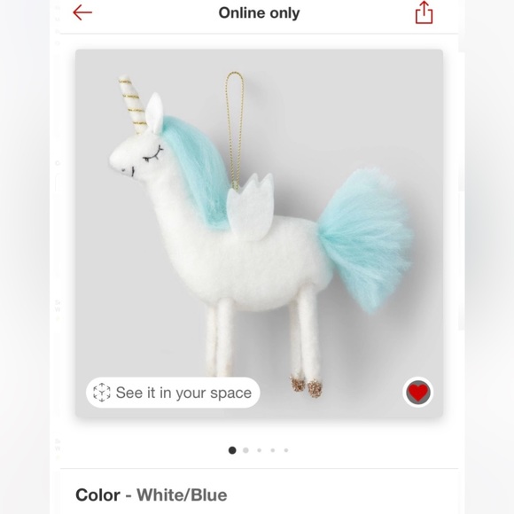 NWT TARGET UNICORN ORNAMENT CHRISTMAS TREE ORNAMENT WONDERSHOP FARMHOUSE BOHO - Picture 4 of 9